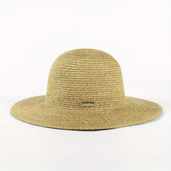Khaki Casual Straw Sun Hat UV Protection Fedora Cap