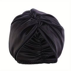 Soft Satin Bonnet Silk Double Layer Turban Night Cap Solid Pre Tied Knotted