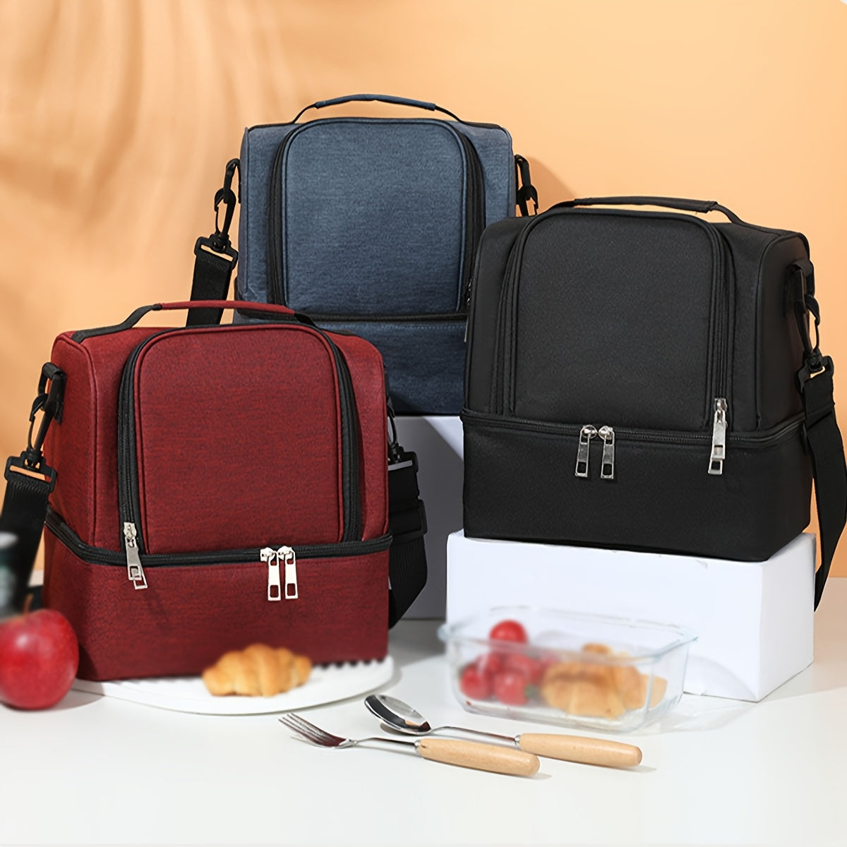 Large Insulated Lunch Bag Thermal Cooler with Shoulder Strap