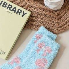 Star & Bow Plush Socks Soft Mid Tube Women's Stockings Hosiery