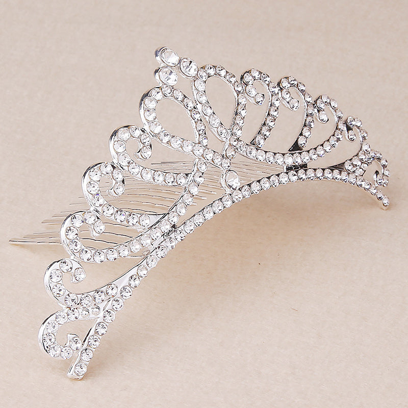 Mini Princess Crown Comb Rhinestone Hair Comb Faux Pearl Headwear
