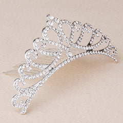 Mini Princess Crown Comb Rhinestone Hair Comb Faux Pearl Headwear