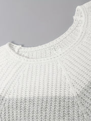  Colorblock Stripe Print Round Neck Jumper