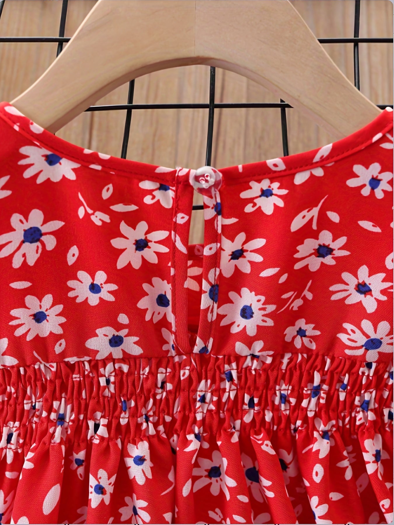 Baby Girls Floral Shirred Puffy Long Sleeve Dress