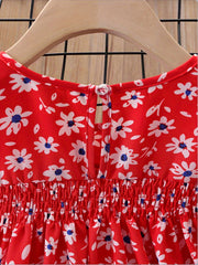 Baby Girls Floral Shirred Puffy Long Sleeve Dress