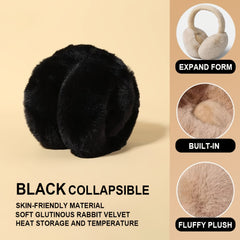 Winter Warm Beige Foldable Earmuffs for Outdoor Activities