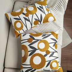 Flower Decorative Throw Pillow Cover Jacquard Square Cushion Cozy Pillowcase