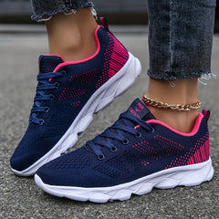 Women's Breathable Mesh Sneakers Lace Up Non Slip Lightweight Shoes