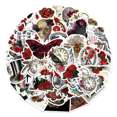 50pcs Steampunk Rose Waterproof Sticker Toy Refrigerator Water Cup Decoration