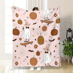Retro Ghost Daisy Flannel Printed Blanket