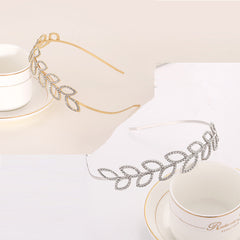 Golden Leaf Bridal Hairband Wedding Headpiece Crystal Headband