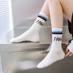 5 Pairs Letter Print Crew Socks for Women