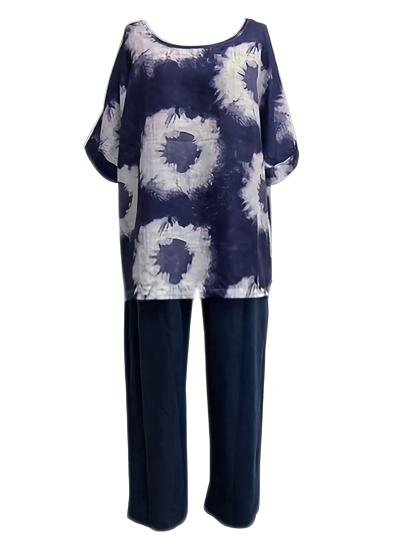  Tie Dye Floral Print Tee & Pants Set
