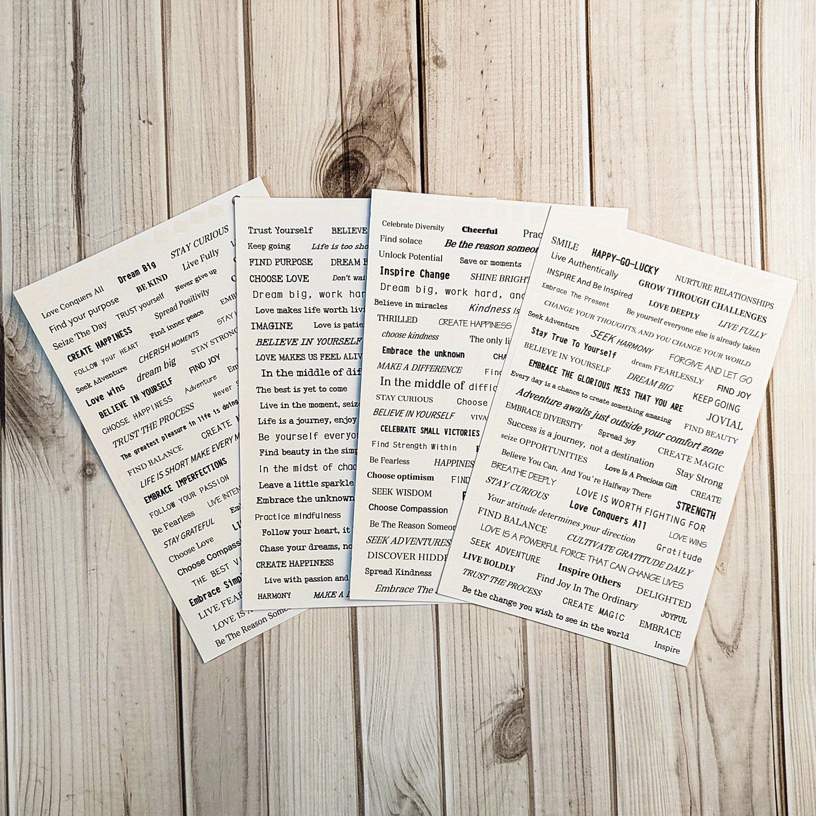 4pcs Word & Quote Stickers Pack for Journal DIY Decoration