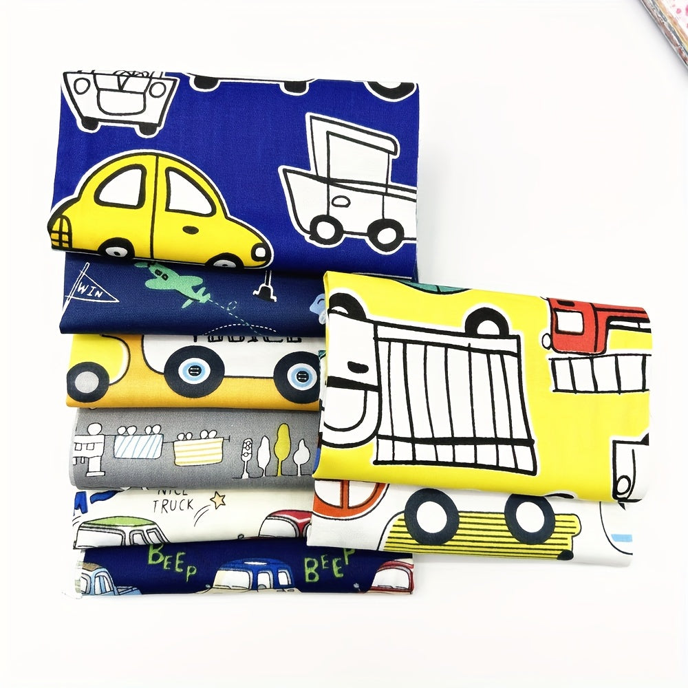 8pcs Car Cartoon Printed Fabric Sheets DIY Doll Patchwork