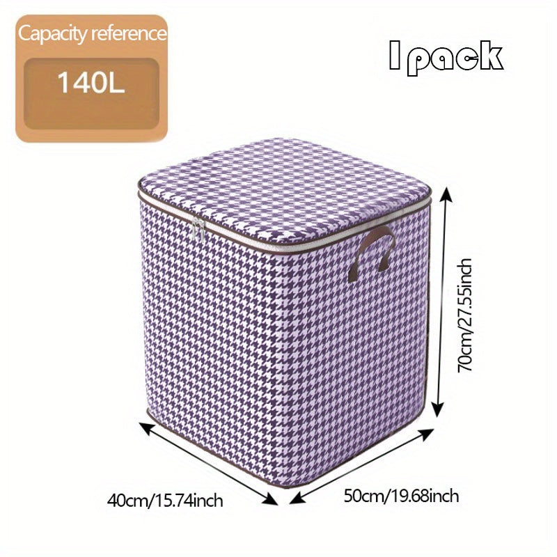 Purple Houndstooth Pattern Storage Bag