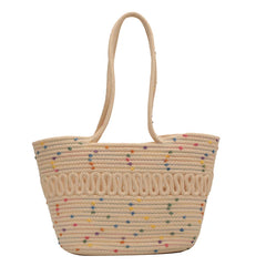 Women's Straw Woven Beach Bag Large Capacity Shoulder Basket Bag