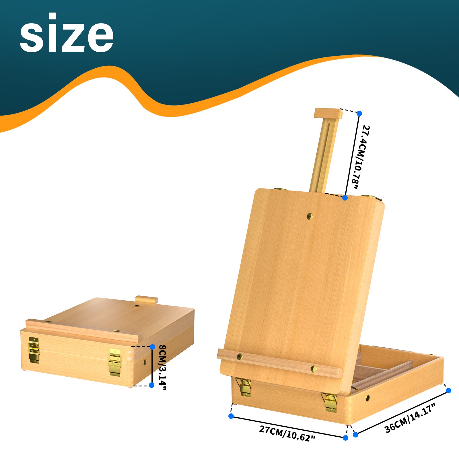 Adjustable Wooden Table Box Easel with Drawer Desktop Easel