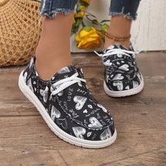 Women's Skateboard Shoes with Heart & Letter Pattern