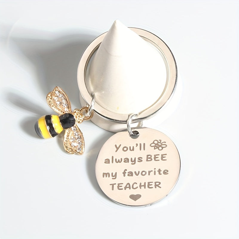 Rhinestone Bee Keychain Metal Key Ring Purse Bag Backpack Charm Gift