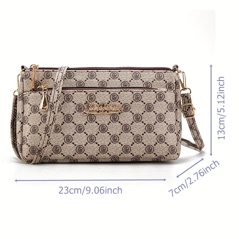 Vintage Pattern Crossbody Wallet PU Leather Textured Bag