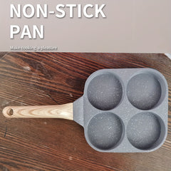 4-Hole Non-Stick Fried Egg Pan with Wooden Handle