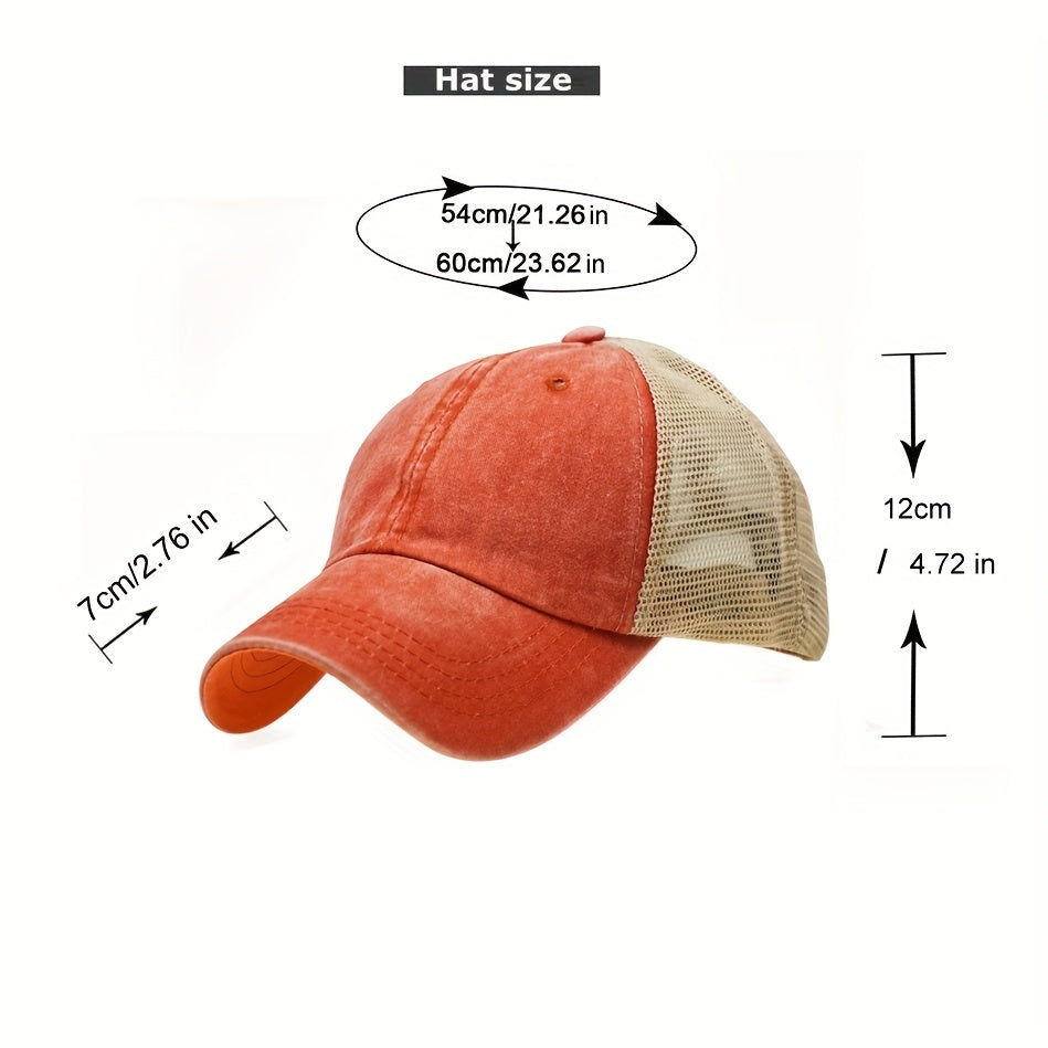 Old Washed Solid Light Plate Mesh Baseball Cap Outdoor Dad Hat