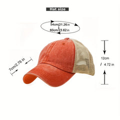 Old Washed Solid Light Plate Mesh Baseball Cap Outdoor Dad Hat