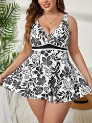  Floral Print Peplum Tankini Set