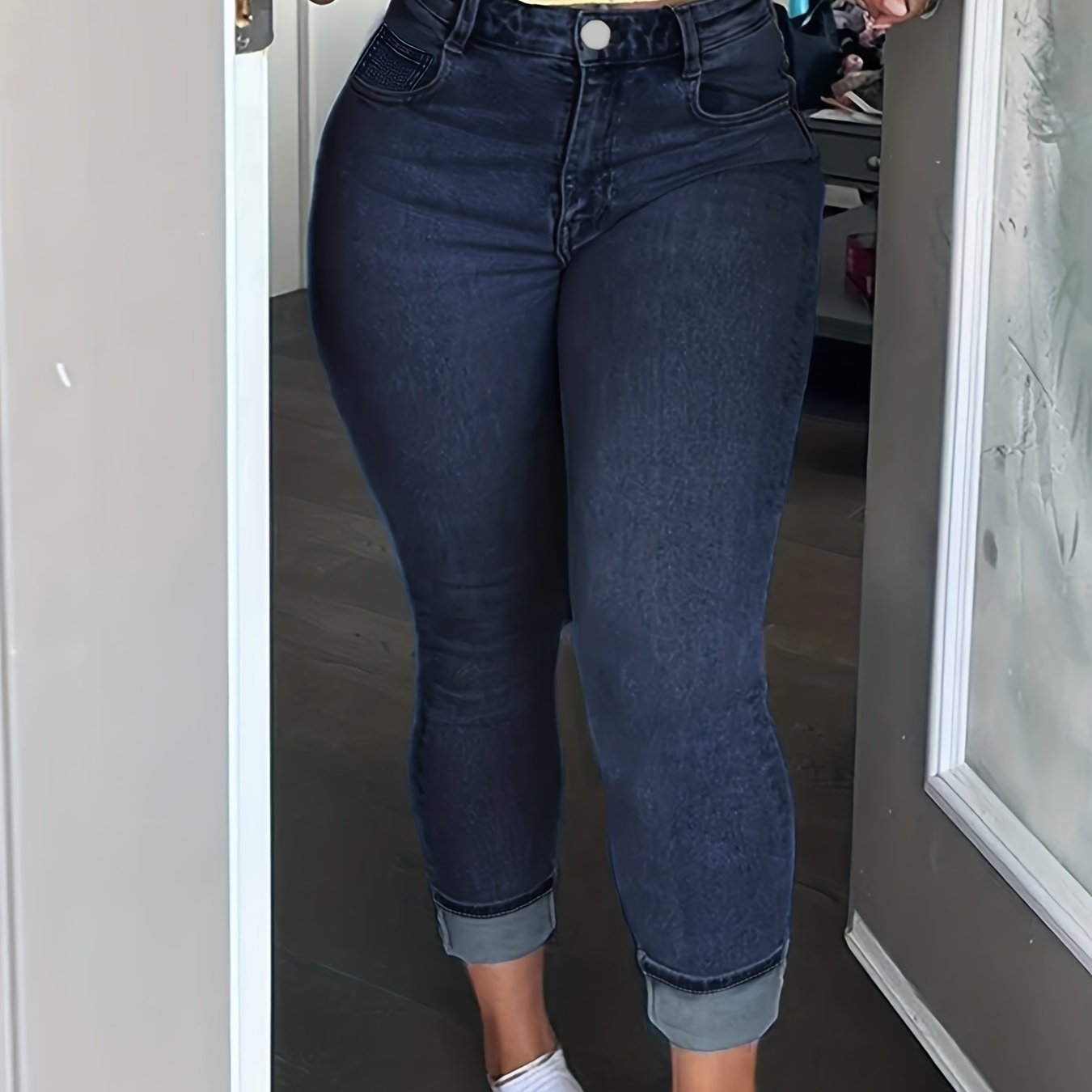  Button Fly High Rise Skinny Jeans