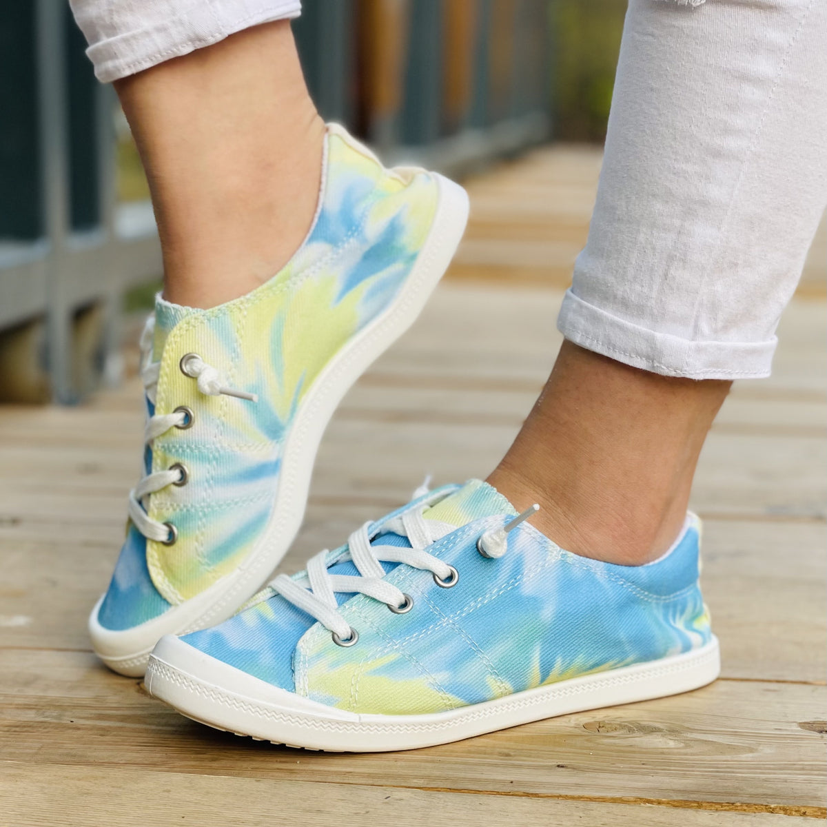 Tie Dye Low Top Flat Shoes Casual Lace Up Canvas Lightweight Walking Sneakers
