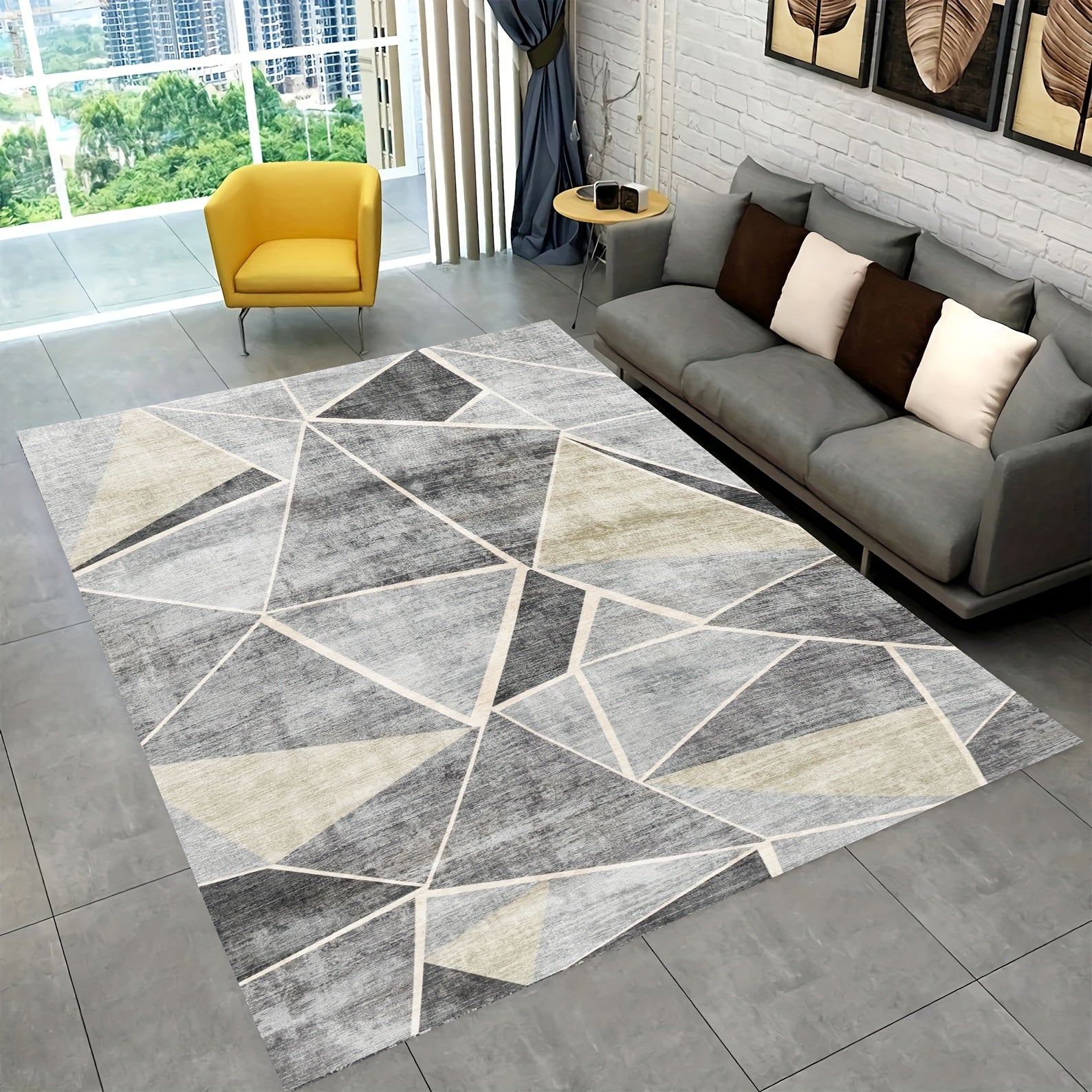 Soft Fluffy Geometric Area Rug Washable Carpet for Living Room Bedroom Apartment