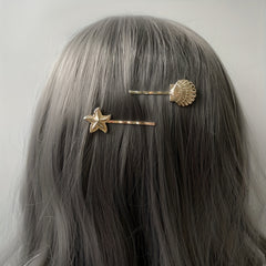 Ocean Series Hairpin Metal Golden Shell Starfish Hair Pin for Side Hair Bang