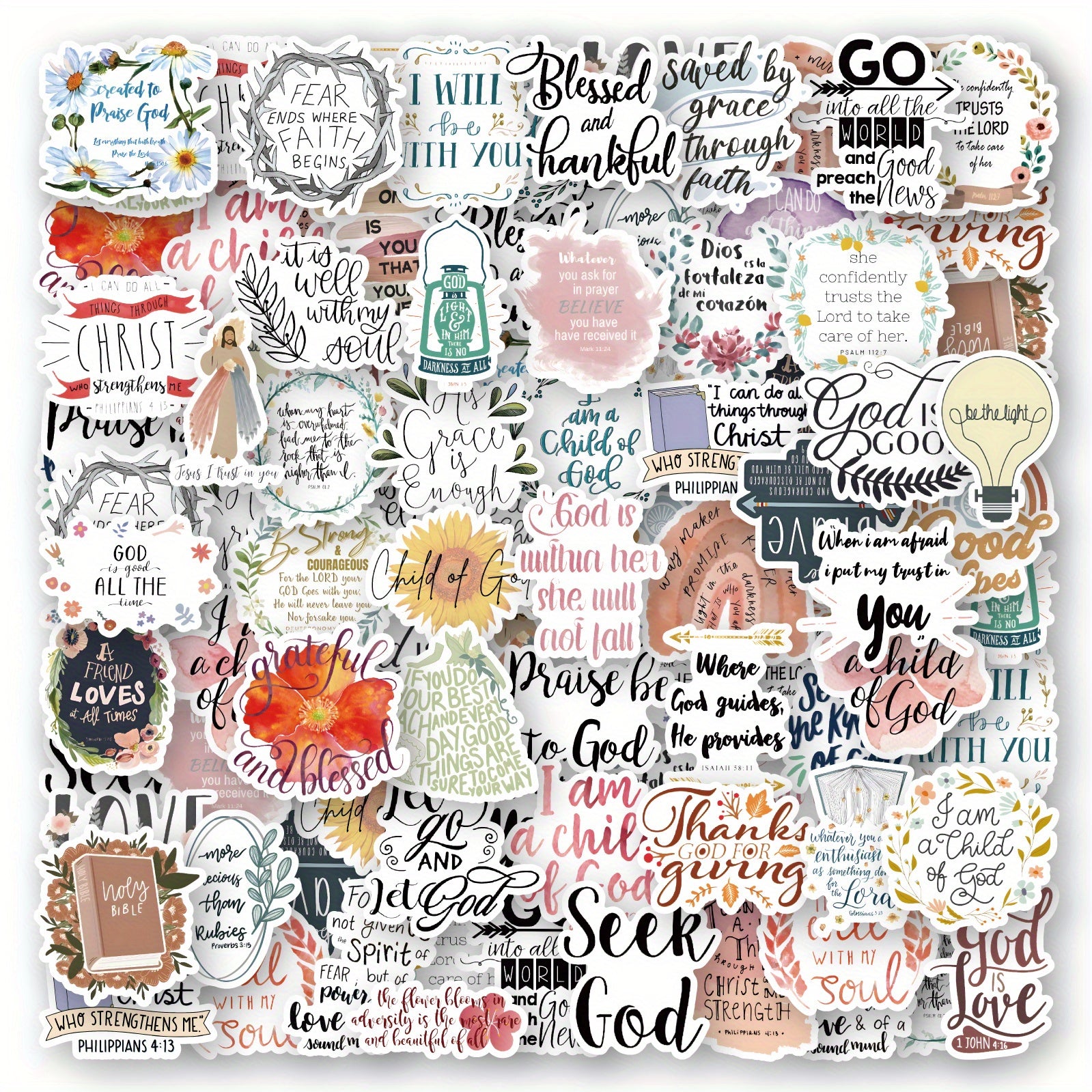 50pcs Bible Verses Stickers for Laptops Water Bottles