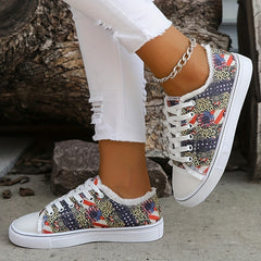 Women's Star & Striped Canvas Shoes Lace Up Sneakers