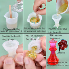 6pcs 3D Silicone Chess Resin Mold for DIY Handicraft Production