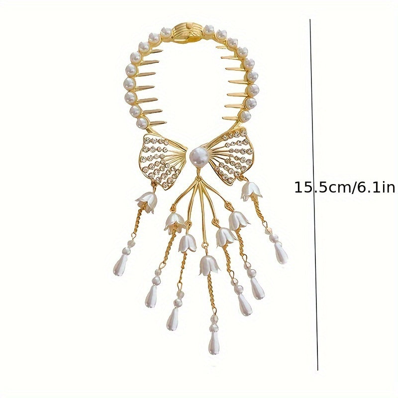 Retro Tassel Bun Buckle Glitter Hair Claw Lily & Bow Hair Accessories Gift