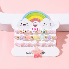 3pcs Unicorn Pendant Beaded Bracelet Set For Kids