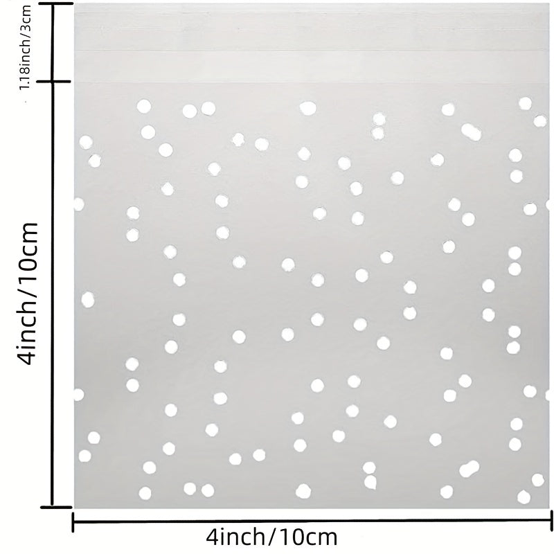 200pcs Self-Adhesive Candy Bag Cellophane Biscuit Bag Dot Transparent Bag