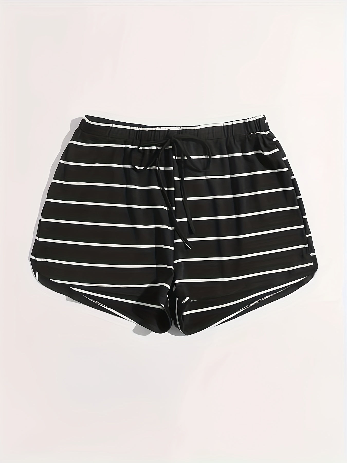  Striped High Stretch Drawstring Shorts