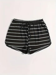 Striped High Stretch Drawstring Shorts