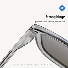 Polarized Square Sunglasses For Men UV400 Protection with Case and Cloth