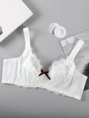 Floral Jacquard Lace Bra Medium Stretch Push Up Bra