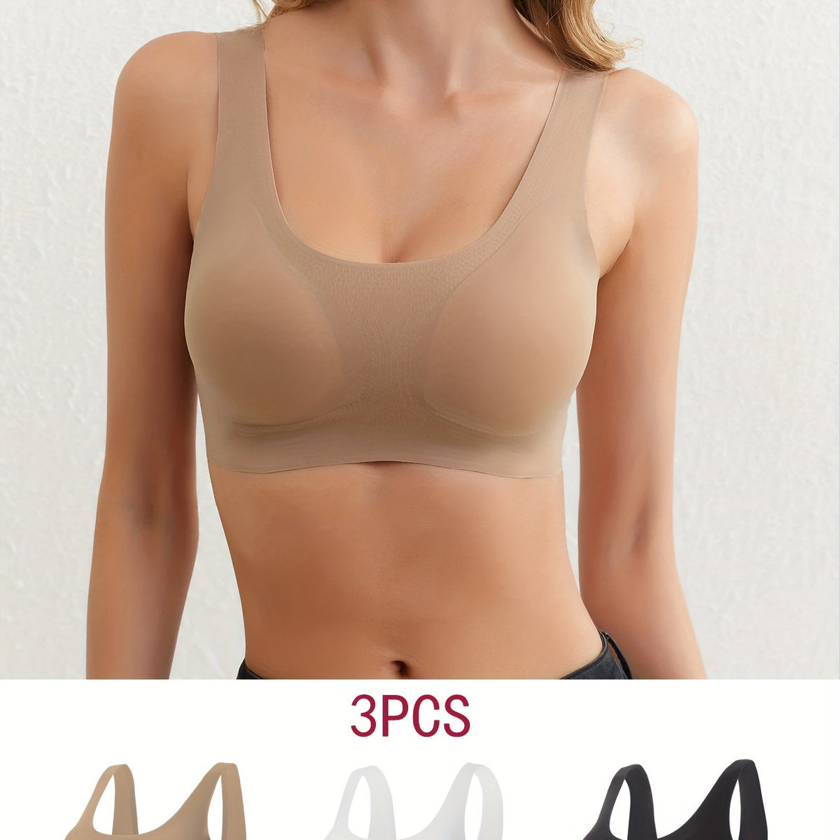 3pcs Seamless Wireless Bras Soft Stretch Women's Lingerie