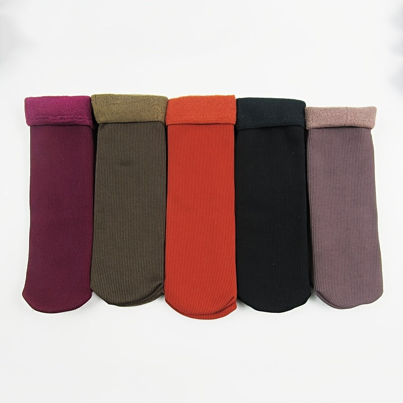 5 Pairs Thick & Warm Plush Snow Socks Women's Stocking