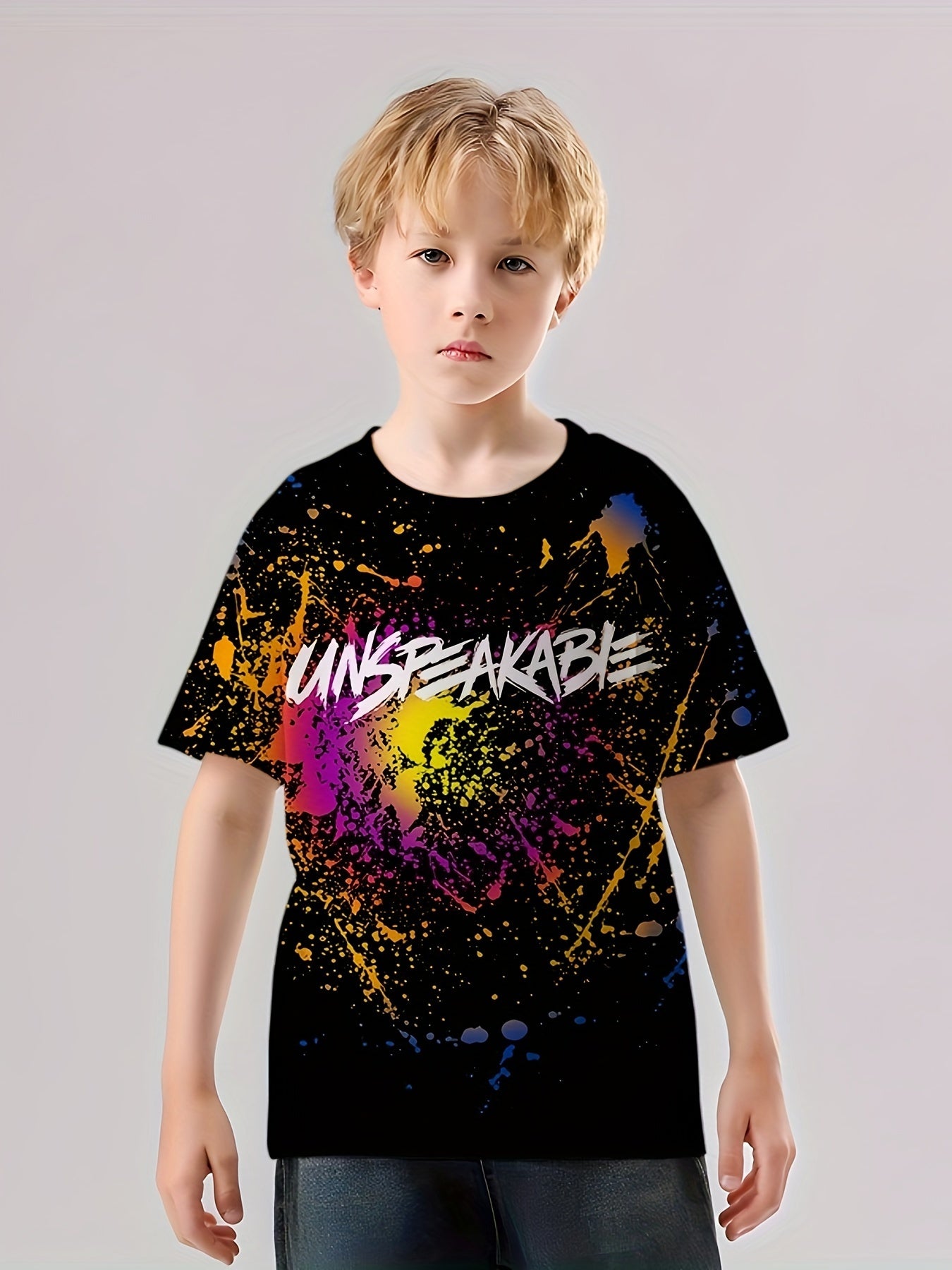 UNSPEAKABLE Print T shirt Casual Short Sleeve Top Unisex Tee