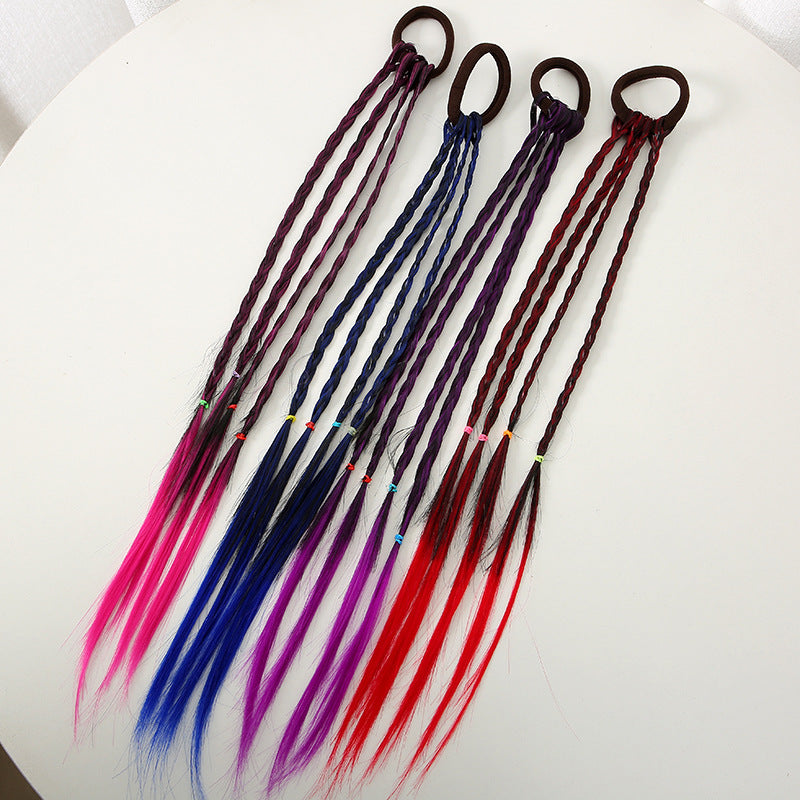 6pcs Girls Colorful Braids Hair Extensions Ponytail Accessories