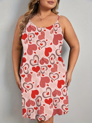  Heart Print Cami Sleep Dress
