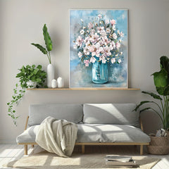 Pink Flower In Bottle Theme Canvas Print Artwork