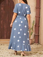  Boho Dress Women's Plus Dot Print Wrap Dress